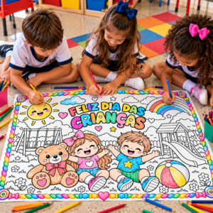 Cartaz para Colorir – Dia das Crianças